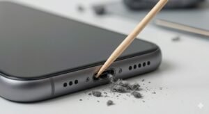 How to clean lint from charging port with a toothpick